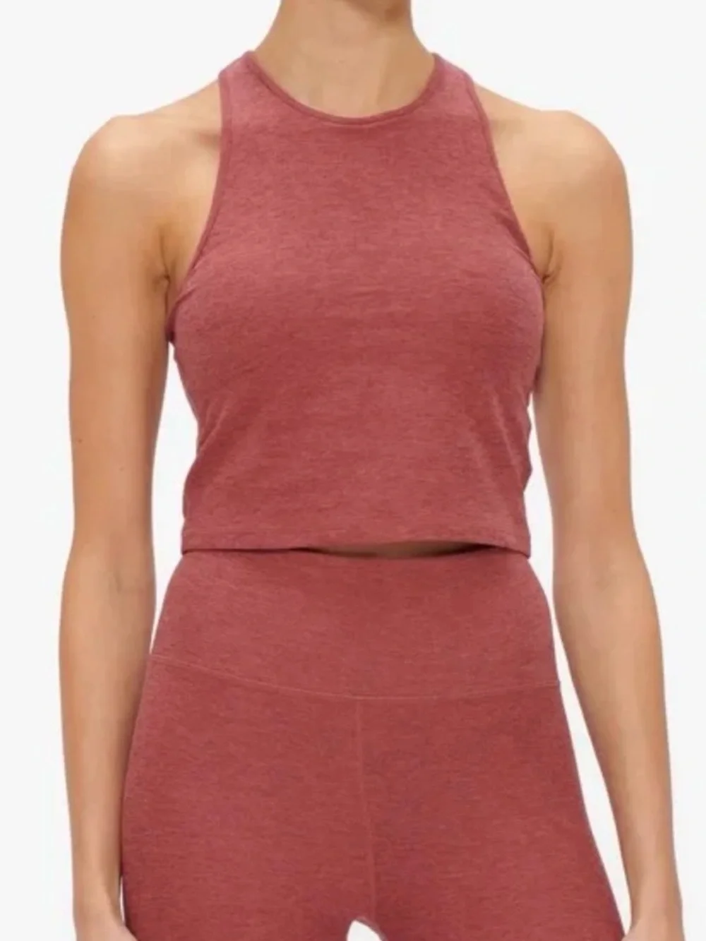 Vuori Women's Leggings and Crop Tank Set in Dusty Rose - Picture 2 of 3